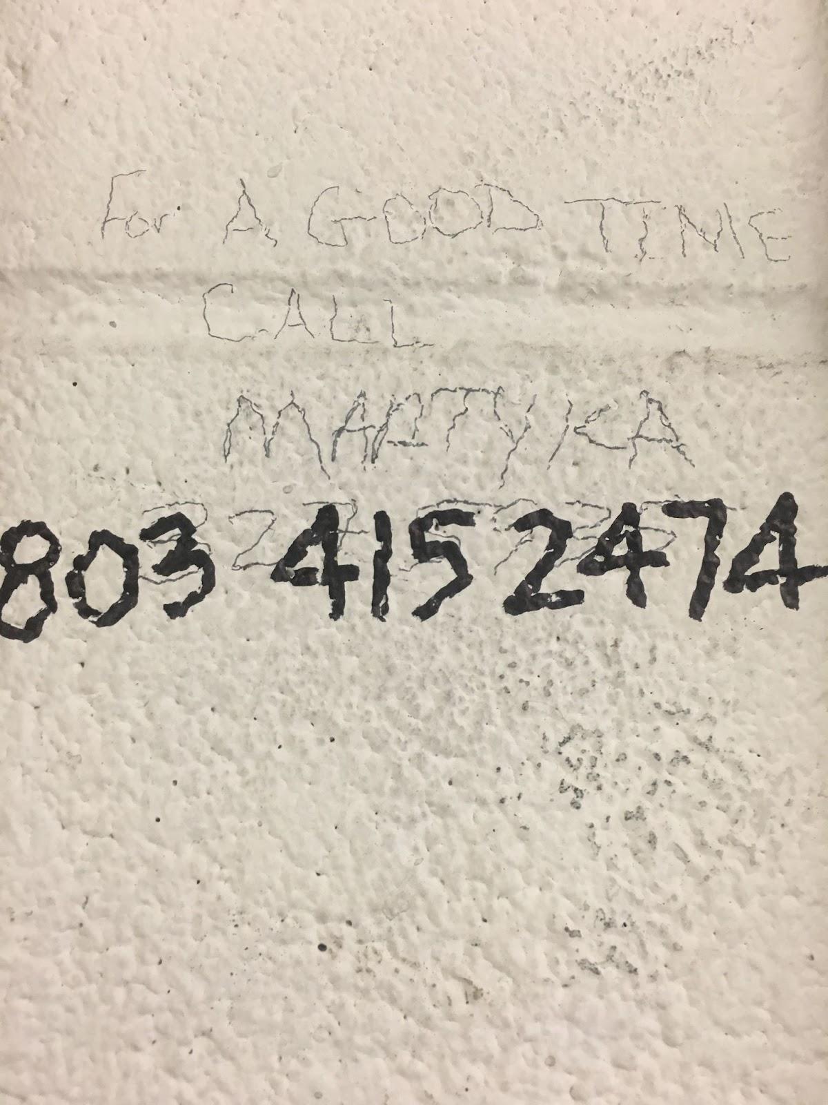 Martyka's phone number on the wall